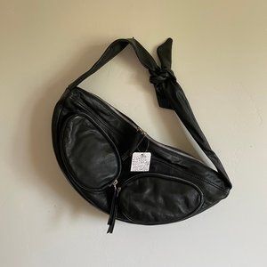 Free People Kaia Oversized Black leather sling bag